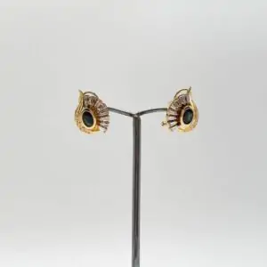 Pendientes de dama de oro 18k con piedras