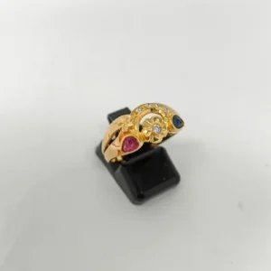 Anillo Oro 18kt arcoiris y flores