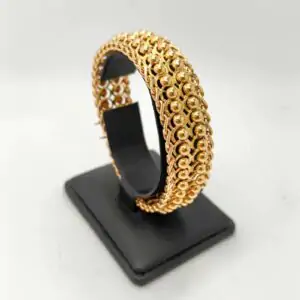 Pulsera oro 18kt semi rígida bolitas oro liso