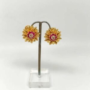 Pendientes Oro 18kt Flor Circonitas