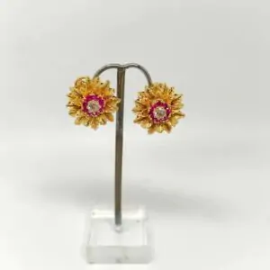 Pendientes Oro 18kt Flor Circonitas