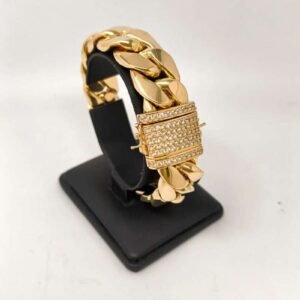 ORO NUEVO 18KT Pulsera Cubana 17mm grosor