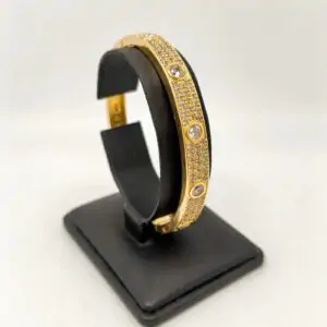 Pulsera Brazalete Oro 18k estilo Cartier circonita