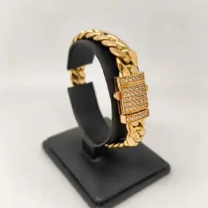 ORO NUEVO 18KT Pulsera Cubana 10mm grosor (var)