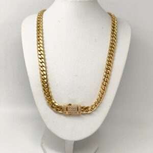 ORO NUEVO 18KT Cadena Cubana 8mm 50cm largo