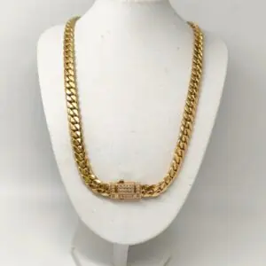 ORO NUEVO 18KT Cadena Cubana 8mm 50cm largo
