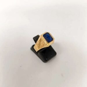 Anillo Sello Oro 18kt Piedra Azul