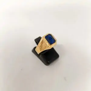Anillo Sello Oro 18kt Piedra Azul