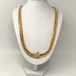 ORO NUEVO 18KT Cadena Cubana 8mm 60cm largo