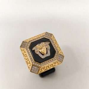 ORO NUEVO 18K Sello cuadrado Cara Versace circonit