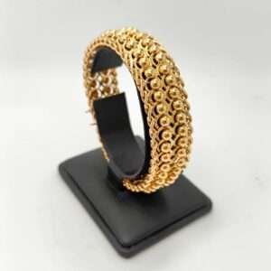 Pulsera oro 18kt semi rígida bolitas oro liso