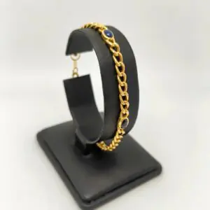 Pulsera Oro 18kt Eslabones Ovales y Piedras azules