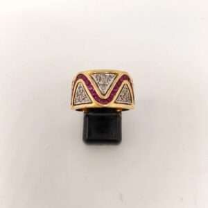 Anillo Oro bicolor 18kt con Rubíes y Diamantes